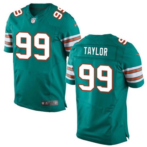 Men's Elite Jason Taylor Nike Jersey Aqua Green Alternate - #99 NFL Miami Dolphins